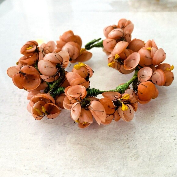 Vintage Millinery Bridal Flowers Lot Picks Bouquets Tiaras Hand Made Tiny Shells - Picture 10 of 16